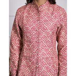 Chaqueta de Invierno Reversible con Estampado de Bloques de Seda y Decoración de Botones - Product Image 2