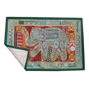 Tapisserie murale de style bohème, cousue à la main, éléphant, couleurs assorties, patchwork classique, pièce d'art pour la décoration de la maison - Product Image 6