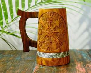 Nueva llegada Taza de madera para beber al por mayor Respetuoso del medio ambiente Logotipo personalizado Bebidas de café Bebidas Mango Tazas de madera Taza con asa - Product Image 6