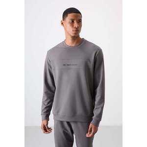 Ensemble de survêtement décontracté pour homme en coton gris foncé, épais, doux, texturé, coupe confortable avec motif imprimé - 85253 - Product Image 6