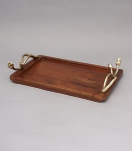 Essence de la feuille petit plateau en bois fabriqué à la main écologique décoratif service Ware pour collations thé et décoration intérieure - Product Image 5