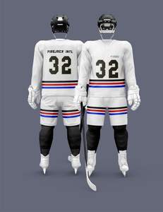 ชุดฮ็อกกี้น้ำแข็งทำในสต็อกชุดโพลีเอสเตอร์พร้อมชื่อทีมและโลโก้ขนาดต่างๆ - Product Image 6