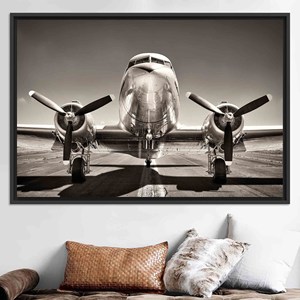 Toile imprimée élégante : Art mural abstrait sur le thème de l'aviation pour une décoration moderne, TOILE ENCADRÉE NOIRE - Product Image 1