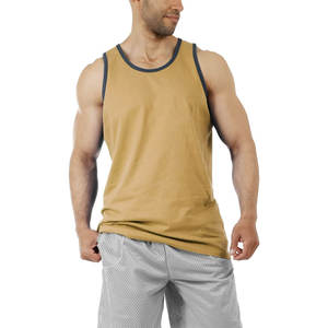 Débardeur de sport Offre Spéciale d'été Débardeur à col rayé imprimé de lettres pour hommes Débardeur respirant Débardeur en coton imprimé de logo personnalisé - Product Image 3