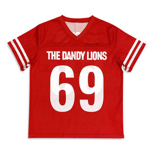 Camisetas de fútbol americano personalizadas de malla transpirable con diseño de estampado digital y logo, estilo streetwear moderno. - Product Image 1