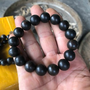 Bracelet en perles de bois d'agar noir naturel Dai Binh, perles rondes de 8 mm, 10 mm, 12 mm, 15 mm, 18 mm, bijoux bouddhistes - Product Image 1