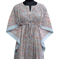 Kaftan marocain de mariage taille standard ODM, confortable, luxueux, coupe droite courte, imprimé à la main, motif floral, écologique, 100% coton