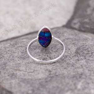 Bague en argent sterling 925 massif pour femme en forme de marquise 7x14mm - Product Image 4