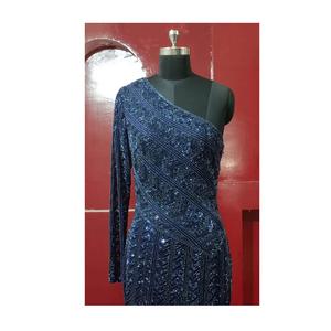 Premium Quality One Shoulder Beaded <b>Dress</b> For Women With Custom <b>Rhinestone</b> Work Perfect For Formal Occasions Available For Sale - Product Image 3