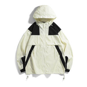 Chaqueta deportiva de otoño lavada recubierta de poliéster para hombre, cortavientos Unisex con cierre de cremallera, logotipo personalizado para hombres y mujeres - Product Image 1