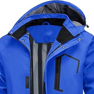Chaqueta de lluvia impermeable con cinta de costura completa con capucha a prueba de viento suave Shell al aire libre Bloqueo de color/chaqueta de invierno de color contrastante - Product Image 2