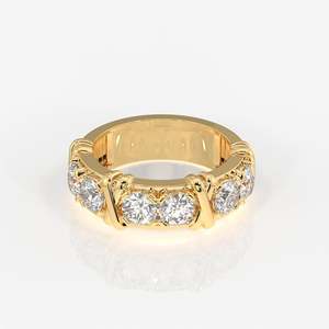Anillo de Boda de Oro de 14K con Diamante Moissanite de Corte Redondo, Elegante Alternativa Ética al Anillo de Diamantes Tradicional - Product Image 1