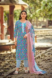 Maruti Moda Mujer Colección de verano Algodón puro Impreso Estilo indio paquistaní Casual Hasta la rodilla Regular Fit Top Bottom - Product Image 5