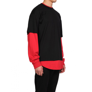 T-shirt à manches longues en coton 100% lourd, coupe ample, double couche, streetwear personnalisé pour hommes, impression numérique, écologique - Product Image 2