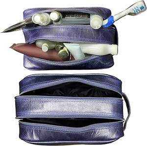 Neceser de cuero genuino para hombres, Kit Dopp de afeitado de viaje, organizador de artículos de tocador para ducha de baño, neceser de cuero para mujeres - Product Image 5