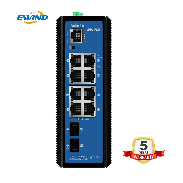 Innovative Industrial 8 Ports Full Gigabit Managed POE Switch with L2+ Full Network Management Without Interruption