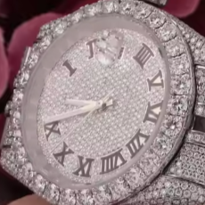 Reloj de Oro Blanco con Diamantes para Hombre, Estilo Hip Hop, Movimiento Digital, Esfera de Cristal Analógica, Reloj de Lujo - Product Image 3