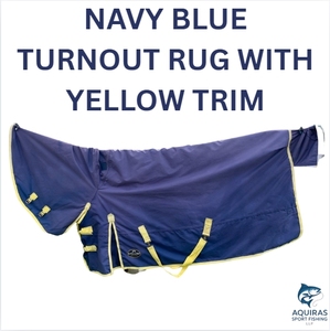 Tapis de cheval d'été bleu marine avec garniture jaune style de participation - Product Image 3