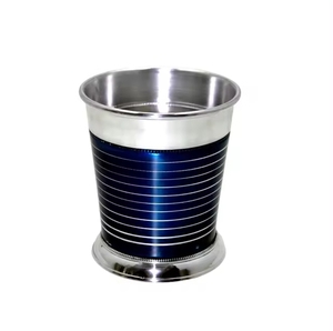 Latest Decorative Stainless Steel Cylindrical <b>Ice</b> <b>Bucket</b> with <b>Silver</b> Blue Plating Barware <b>Ice</b> Container Wine Cooler - Product Image 1