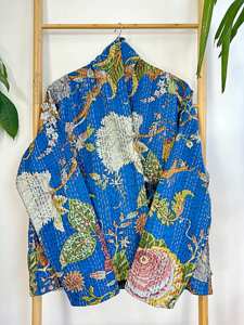 Top Quality Cotton Fabric Designer Casual Ladies <b>Women</b> Wearing <b>Pink</b> Color Kantha Kimono <b>Jacket</b> Robe Soft Printed Long Coat Dress - Product Image 2