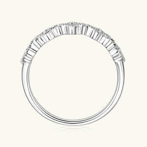 Bague de mariage unique demi-éternité en argent 925, 1,5 mm, moissanite, bague empilable en grappe, tendance, fleur, trèfle à quatre feuilles porte-bonheur - Product Image 3