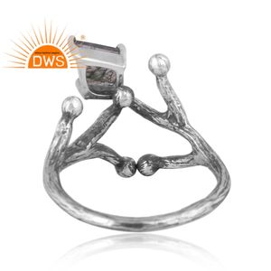 แหวนพลอยมอสสีเขียวธรรมชาติสีเงินสเตอร์ลิงออกแบบทำด้วยมือเครื่องประดับแหวนวางซ้อนกันได้สำหรับผู้หญิงของขวัญสำหรับผู้หญิงสำหรับเธอ - Product Image 4