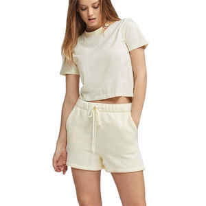 NUEVO Conjunto Deportivo Personalizado OEM con Capucha, Manga Larga, 100% Algodón Ecológico, Conjunto Casual Corto de Moda, Camiseta y Pantalones Cortos, 2 Piezas, Conjunto Deportivo para Mujer - Product Image 1