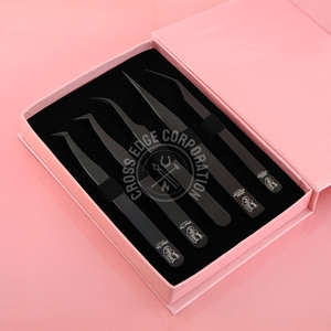 Pince à épiler personnalisée à 45 et 90 degrés, extension de cils, pince à épiler d'isolation, outil applicateur de cils avec pince à épiler à pointe de fibre - Product Image 1