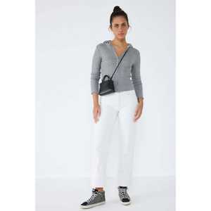 Cárdigan de punto gris con capucha y cremallera - Product Image 1