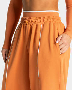 Pantalones Deportivos de Mujer de Talla Grande, Personalizados, Color Naranja, Corte Holgado, Pierna Ancha, con Ribete, Felpa de Algodón, Pantalones y Pantalones de Mujer - Product Image 5