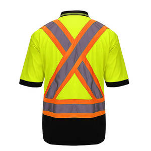 Bandes réfléchissantes hommes polos de sécurité Logo personnalisé Patchwork Hi Viz vêtements de travail à manches courtes col contrasté T-shirts pour hommes - Product Image 4