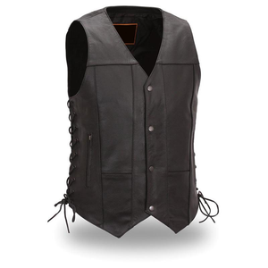 Gilet de motard en cuir brun rougeâtre pour homme, design unique, fermeture à boucle à glissière, OEM personnalisé - Product Image 5
