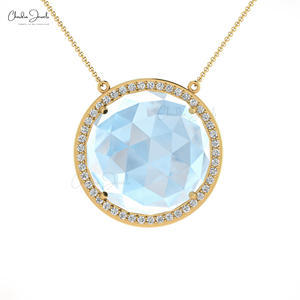 À la mode arc-en-ciel pierre de lune déclaration collier 0.18 TCW diamant délicat collier 14k or massif juin pierre de naissance bijoux grossiste - Product Image 3