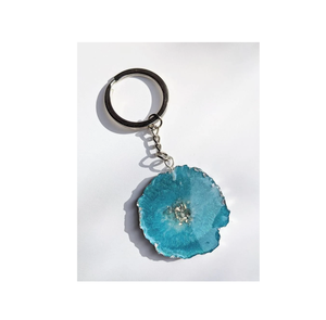 Porte-clés rond en résine personnalisable avec pendentif en couleur or bleu Porte-clés breloque de sac Accessoires pour hommes femmes Logo personnalisé - Product Image 3