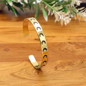 Bracelets de manchette Boho en laiton Phase de lune, bracelets gravés EvilEye & Floral, bijoux spirituels réglables en or pour femmes - Product Image 3