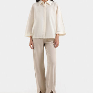 Pantalón Casual de Mujer de Alta Calidad, Corte Regular, Cintura Media, con Bolsillos, Frente Plano de Lona, Largo, OEM ODM - Product Image 1