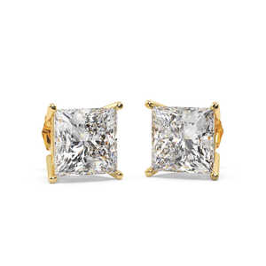 Boucles d'oreilles en diamant princesse de 1,50 ct en or jaune 14 carats (G-H VS2-SI1) - Product Image 2