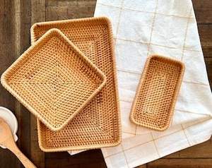 Bandeja rústica de ratán con tamaño personalizado para cocina y comedor | Cesta de servicio y almacenamiento artesanal - Product Image 2