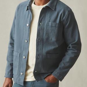 Men's Organic Cotton Canvas <b>Chore</b> <b>Jacket</b>-Reversible & Waterproof Front Logo Customizable Sustainable Shirt <b>Jacket</b> - Product Image 1