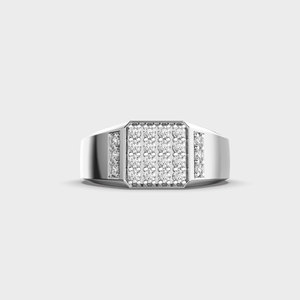 Anillo DE BODA ejecutivo romántico para hombre con diamante cultivado en laboratorio de corte redondo multipiedra para fiesta o Día del Padre - Product Image 3