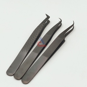 Pince à épiler professionnelle à plasma en acier inoxydable noir de haute qualité ensemble pince à cils durable avec pointe pointue - Product Image 2