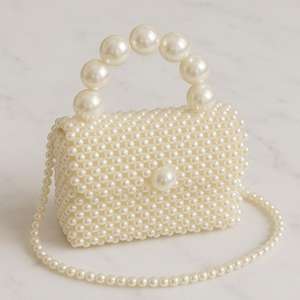 Perle ivoire perlée sac Hobo sac à main à la main | Sac à bandoulière élégant en perles | Sac à main de mariée de style vintage | - Product Image 1