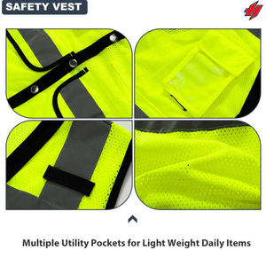 เสื้อกั๊กสะท้อนแสงสำหรับใช้ในการก่อสร้างสวนเสื้อกั๊กเพื่อความปลอดภัยในการจราจรมีโลโก้ขายส่งเสื้อกั๊กมีหลายกระเป๋า - Product Image 3