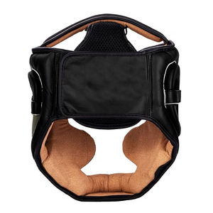 Logotipo personalizado MMA Head Guard Khaki Black Boxing Cascos para Thai Kickboxing Taekwondo Fight Combat Protección facial Hecho de cuero - Product Image 5