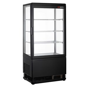 Réfrigérateur vitrine de comptoir à 4 faces en verre - 68L - 428mm - Double vitrage - carré - façade noire - avec 4 étagères réglables - 1 - Product Image 1