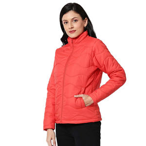 Meilleures ventes de vestes bouffantes pour adultes de couleur rouge, col montant, fermeture éclair, coupe classique, vestes à la mode - Product Image 3