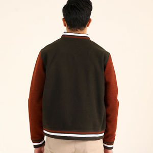 Customize Wool College Varsity <b>Jacket</b> <b>Men</b> Leather Sleeve Plain Green and <b>Yellow</b> Lettermen Baseball Versity <b>Jacket</b> - Product Image 5