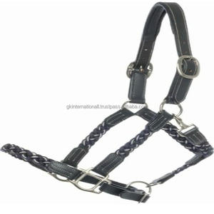 Halter d'équitation en cuir tressé à la main réglable et durable avec muserolle rembourrée souple Designer dans toutes les tailles personnalisées - Product Image 3