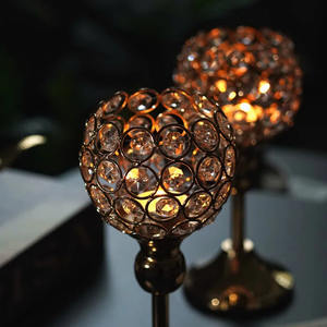 Bougeoir en métal et cristal de style américain pour mariage, événement, maison, décoration, bougeoir doré - Product Image 3