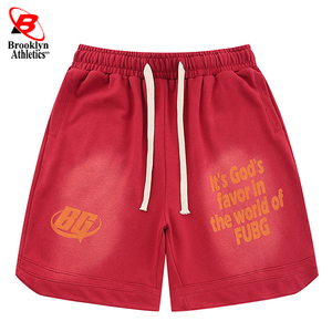 Short de sport de jogging décontracté de haute qualité respirant coton de laine à séchage rapide avec fermeture à cordon de serrage à motif solide teint uni - Product Image 3